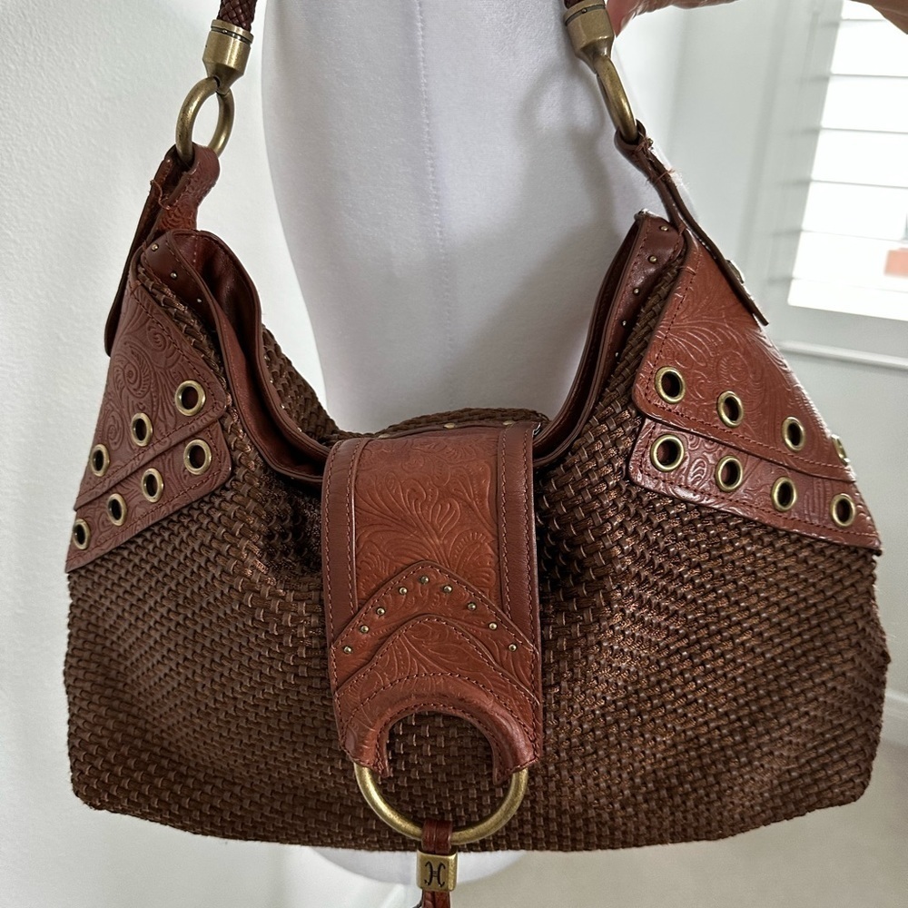 Cole Haan leather and woven thread Handbag. - Picture 2 of 11